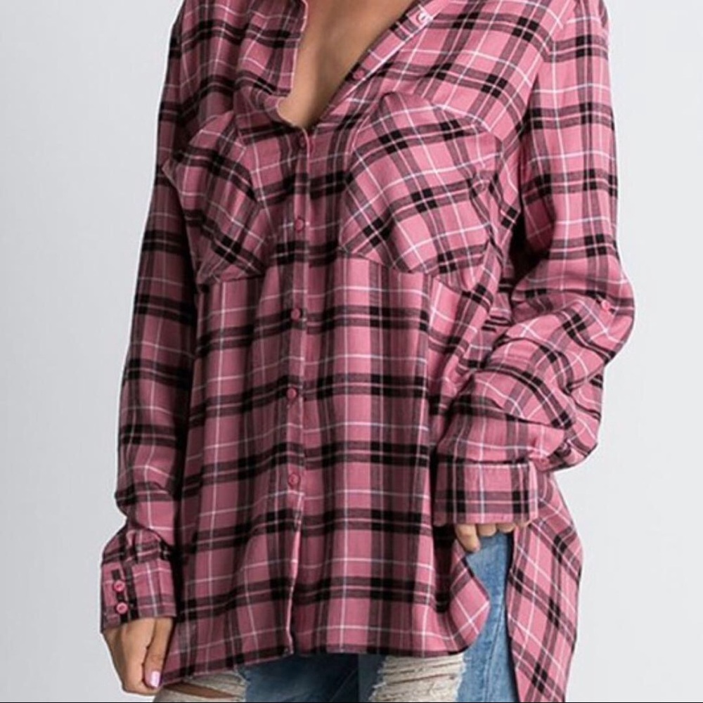 Plaid button up long sleeve (new)